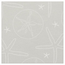 Tecido Cinzas e prateleiras brancas Starfish, Sand Dollar