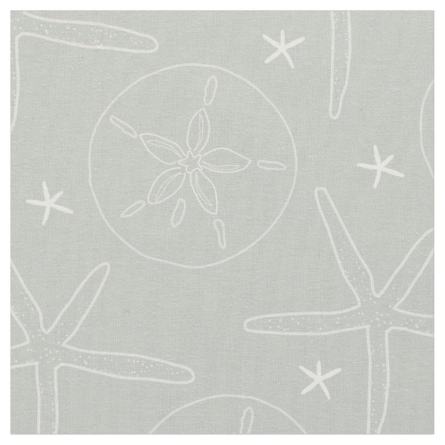 Tecido Cinzas e Prateleiras Brancas Starfish, Sand Dollar (Detalhe)