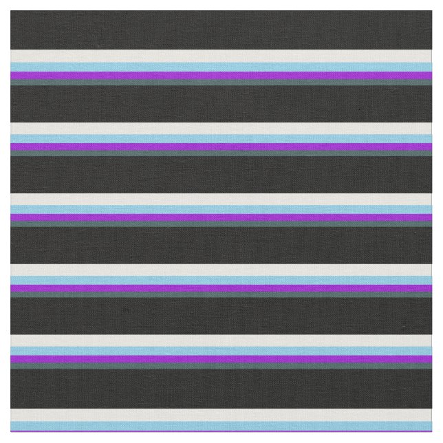 Tecido Cinzas Escuras, Violeta, Azul-Céu, Branco e Preto (Detalhe)