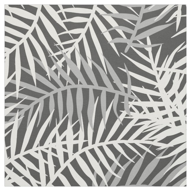 Tecido Cinzas Folhas Tropicais Palm Tree Fern Leaf Padrão (Modelo)