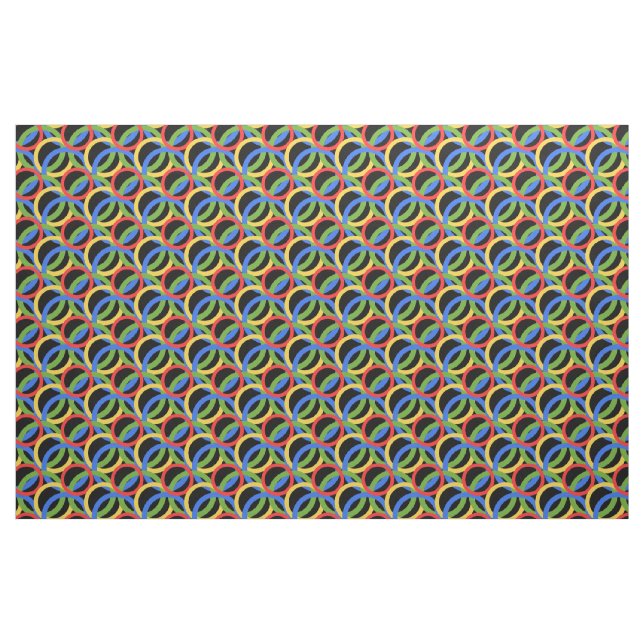 Tecido Círculo, colorido, anéis arco-íris, pontos a preto (Fat Quarter)