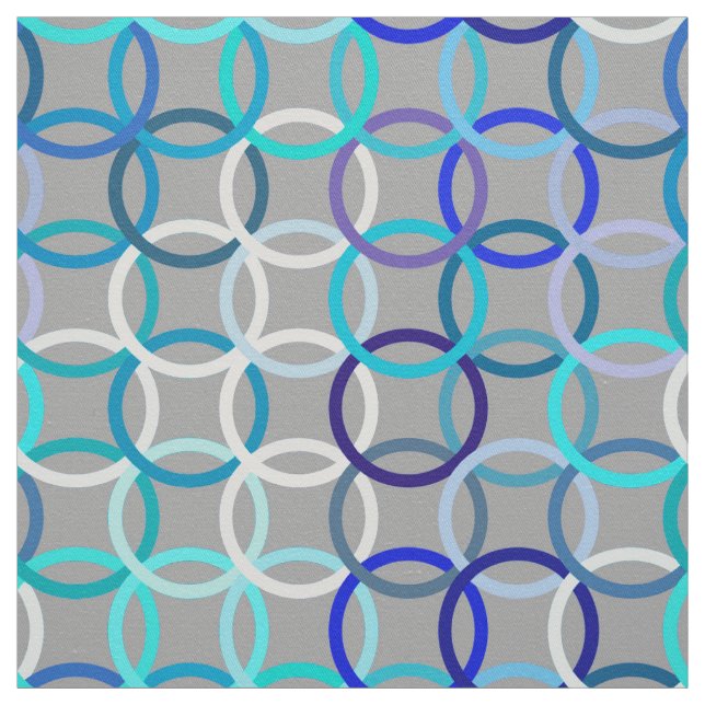 Tecido Círculos, cinza, azul e branco modernos do meio (Modelo)