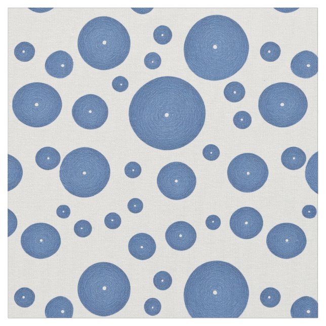 Tecido Círculos de malha azul sobre fundo branco (Detalhe)