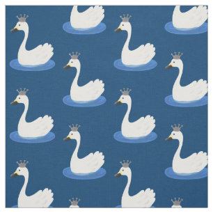 Tecido Cisne branco bonito com desenho animado
