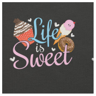 Tecido Citação de Confeitaria Vida de Foodie é Doce - Art