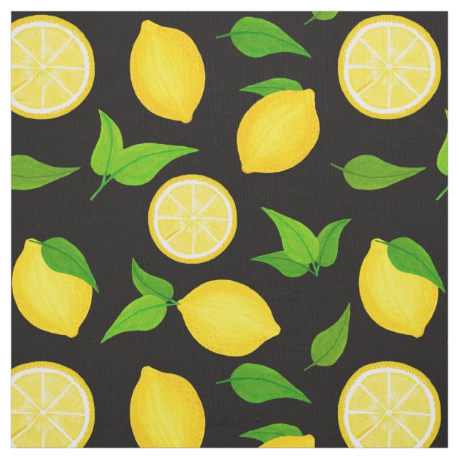 Tecido Citrus Yellow Lemons Green deixa preto (Modelo)