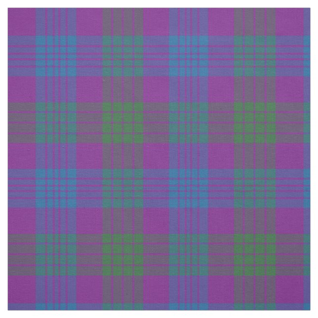 Tecido Clan Lang Tartan Purple, Verde e Xadrez Azul (Modelo)