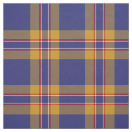 Tecido Clan McCann Tartan Blue e Dourada Xadrez