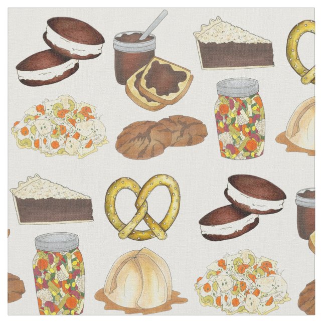 Tecido Classic Pensilvânia PA Dutch Amish Comida Dishes (Detalhe)