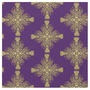 Tecido Clássica Vintage Floral Damask Purple Dourado Mix