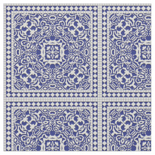 Tecido clássico azul e branco do teste padrão do