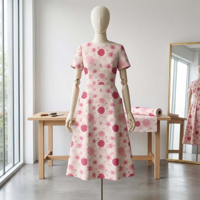 Tecido Clássico com Estampa Floral Rosa (Criador carregado)