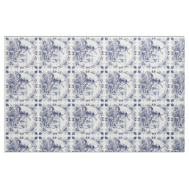Tecido Clássico Vintage Chic Dutch Windmill Delft Blue