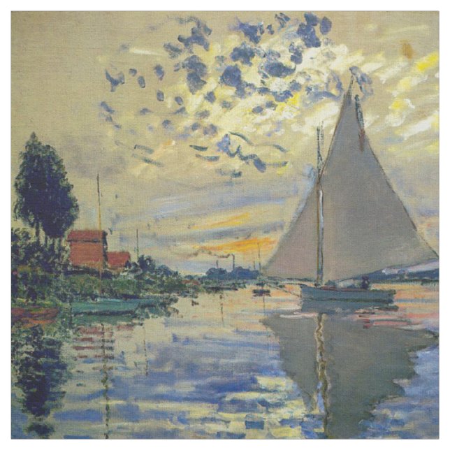 Tecido Claude Monet - Navio de vela no Le Petit-Gennevill (Modelo)