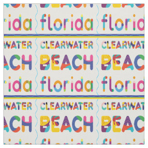 Tecido Clearwater Beach, Flórida. Padrão de texto color