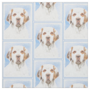 Tecido Clumber Spaniel Painting - Cute Original Dog Art