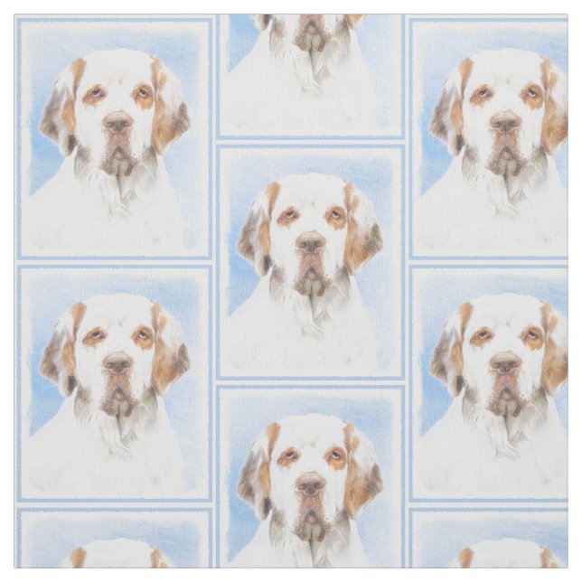 Tecido Clumber Spaniel Painting - Cute Original Dog Art (Modelo)