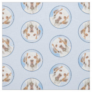 Tecido Clumber Spaniel Pintura Cuja Arte Original Pet Dog