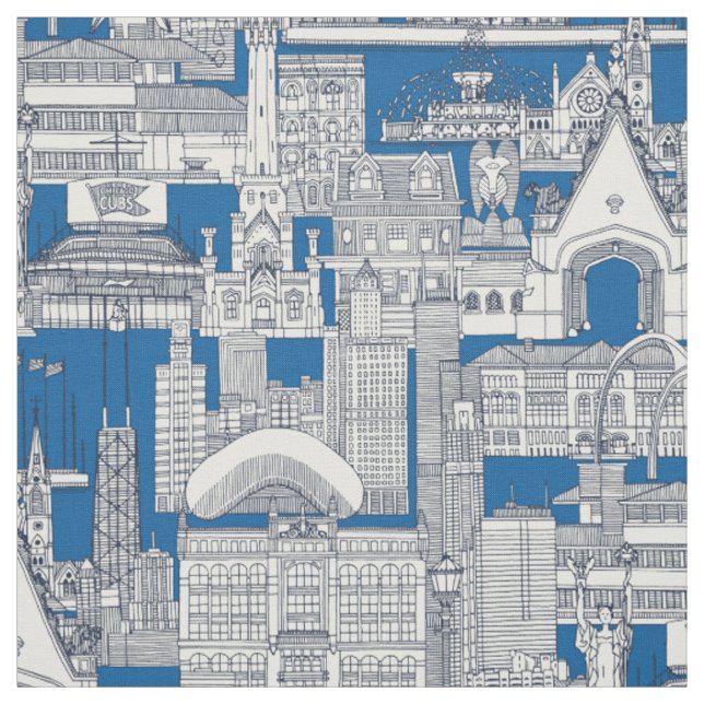 Tecido Cobalto azul-da-meia-noite do Torre de Chicago (Modelo)