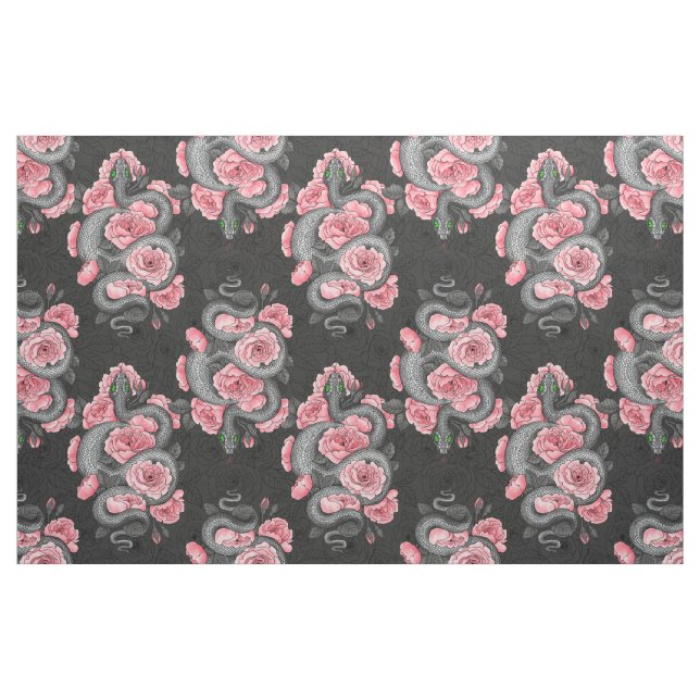 Tecido Cobras e rosas de pêssego (Fat Quarter)