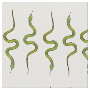 Tecido Cobras escamosos Slithering do verde desenhado mã