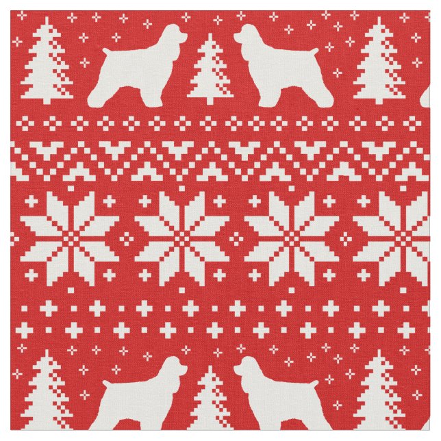 Tecido Cocker Spaniel Dog Silhuettes Feriado de Natal (Detalhe)