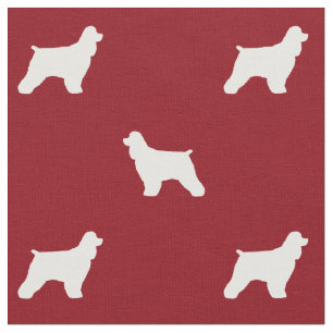Tecido Cocker Spaniel Silhuettes Vermelho e Branco Padrão