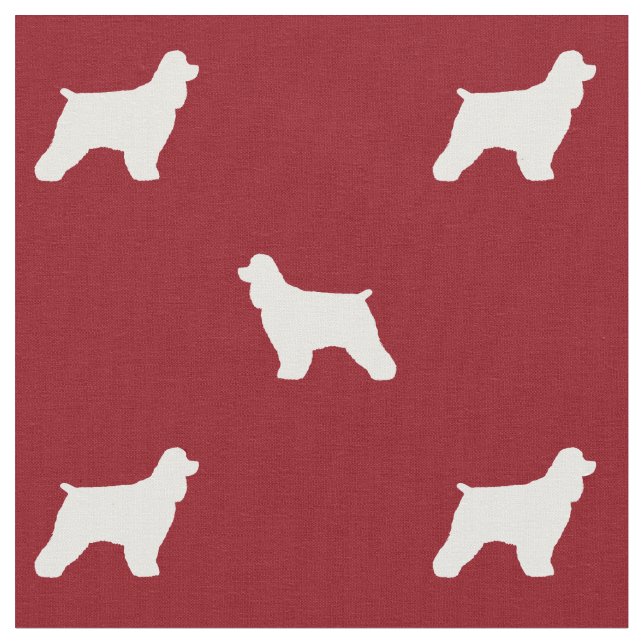 Tecido Cocker Spaniel Silhuettes Vermelho e Branco Padrão (Detalhe)