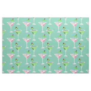 Tecido Cocktails rosa e verde
