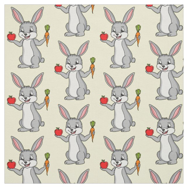 Tecido Coelho bonito com cartografia de vegetais (Modelo)