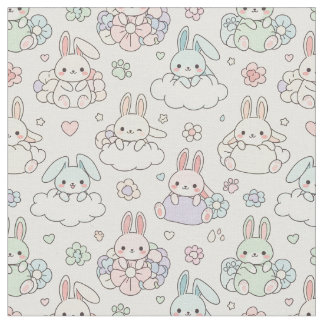 Tecido Coelho Kawaii Feliz