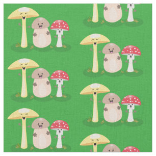 Tecido Cogumelo fúngico kawaii fofo
