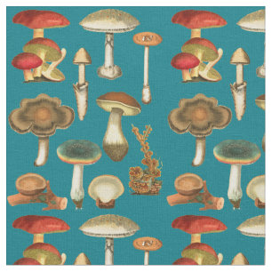 Tecido Cogumelos Fungi Plant Botanic Garden Colage art