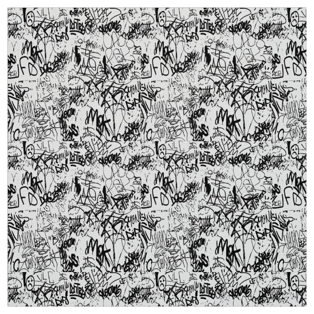 Tecido Colagem de Abstrato preto e branco (Modelo)