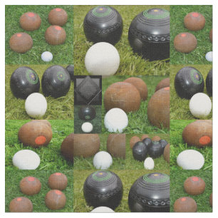 Tecido Colagem De Fotos Do Vintage Lawn Bowls,
