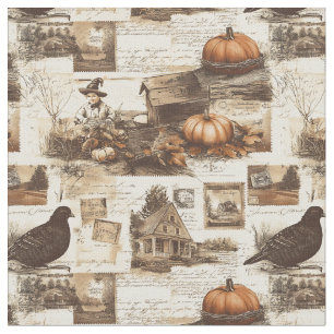 Tecido Colagem de outono de Vintage   Ephemera Rustic Sep