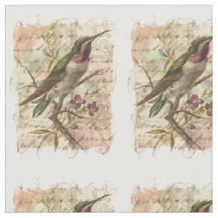 Tecido Colagem do vintage do colibri