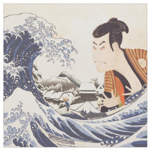 Tecido Colagens Ukiyoe da Onda do Excelente