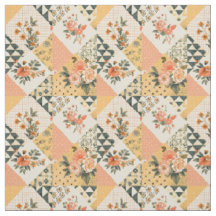 Colcha Floral Amarelo Pastel Patchwork Vintage