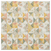 Colcha Floral Amarelo Pastel Patchwork Vintage