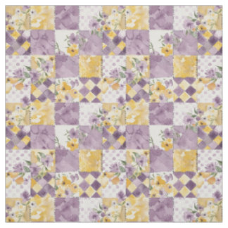 Tecido Colcha Xadrez Amarela Lilás Pastel Vintage