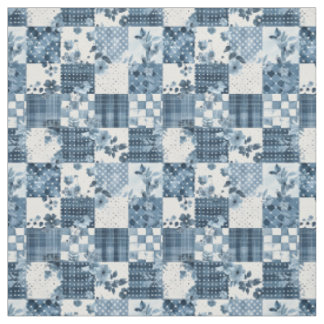 Tecido Colcha Xadrez Azul Vintage Cottagecore Casa de Cam