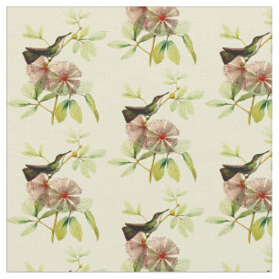 Tecido Colibri esmeralda inchado branco do vintage
