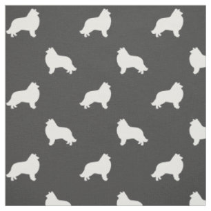 Tecido Collie Dog Breed Silhouettes Padrão