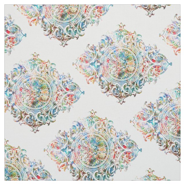 Tecido Coloração Elegante Sobre Ornamento Floral Branco (Modelo)