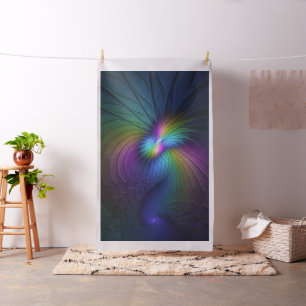 Tecido Colorida Com Arte Fractal Abstrato Moderna Azul