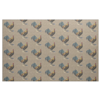 Tecido Colorida Rooster No Padrão Faux Jute Burlap