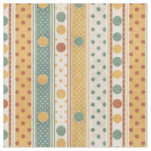Tecido Colorido Design de Listras e Pontos Polka Retro