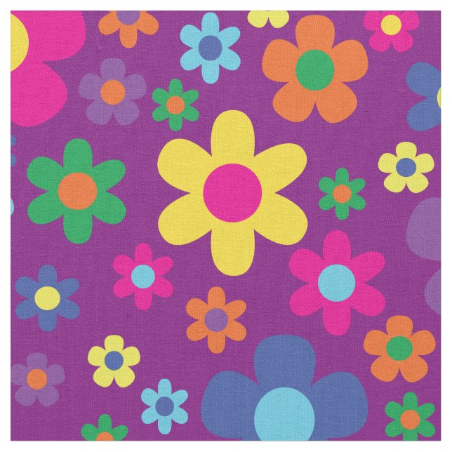 Tecido Colorido Hippie 70's Flowers (Detalhe)