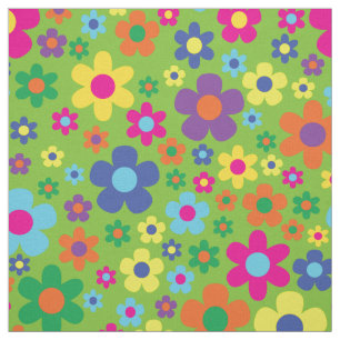 Tecido Colorido Hippie 70's Flowers